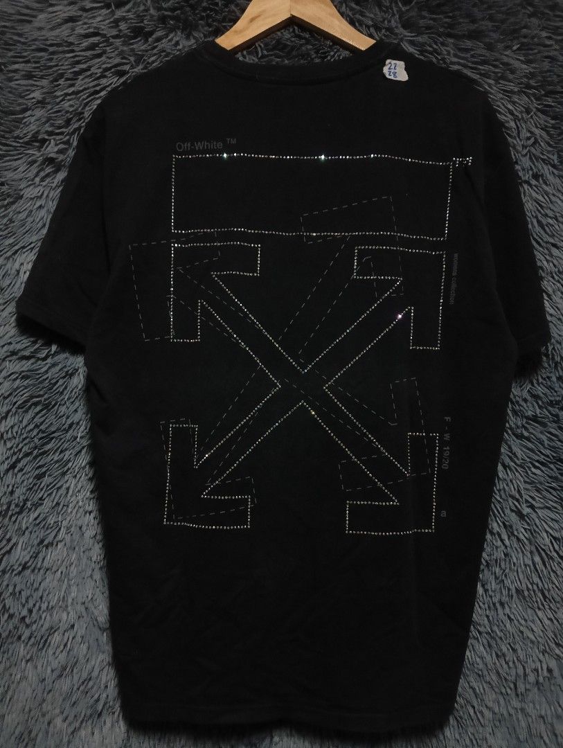 Off White Swarovski Tee (Category: Activewear) located in Manila. Submitted by thrift_marvs (Listing ID 1454179462, Image 2). Description: Off White Swarovski Tee Size Medium Very Good Condition Needs Wash Issue missing beads on front 200 + sf only.