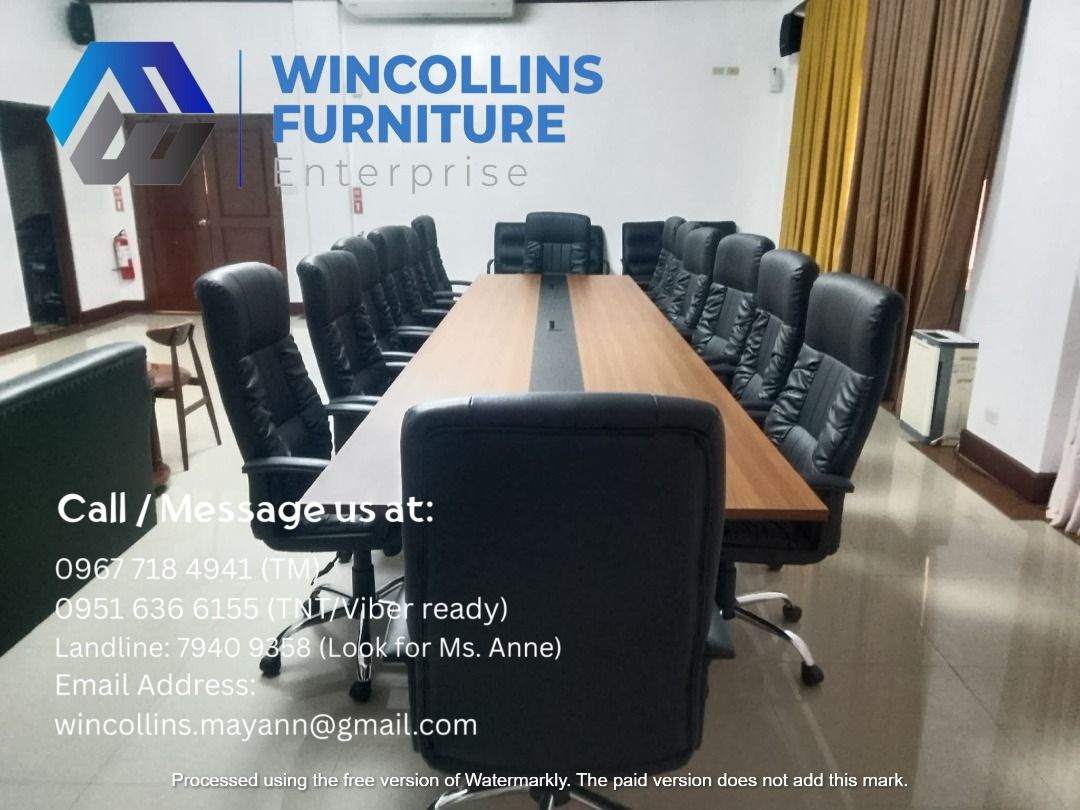 Office Conference Table / Boardroom Meeting Table (Category: Office Furniture & Fixtures) located in Quezon City. Submitted by wincocami_ (Listing ID 1454008845, Image 3). Description: Conference Table Rectangular Shape 25mm thickness laminates finish powder-coated Metal frame with wire management box Custom color, size and layout design.