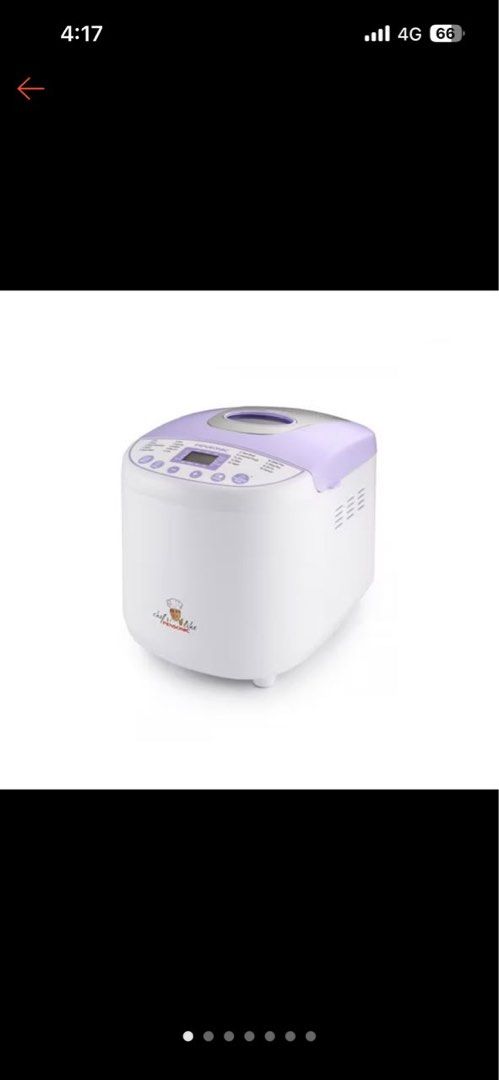 Pensonic Bread Maker (Category: Breadmakers) located in Seri Kembangan. Submitted by anasanas (Listing ID 1454083007, Image 1). Description: - 19 preset bread-making programs - 3 loaf size options: 1.0LB, 1.5LB, 2.0LB - 3 crust shade settings: Light, Medium, Dark - 15-minute power interruption backup - 15-hour delay timer for fresh bread anytime - Removable non-stick bowl for easy cleaning - Accessories included: measuring cup, spoon, and hook.
