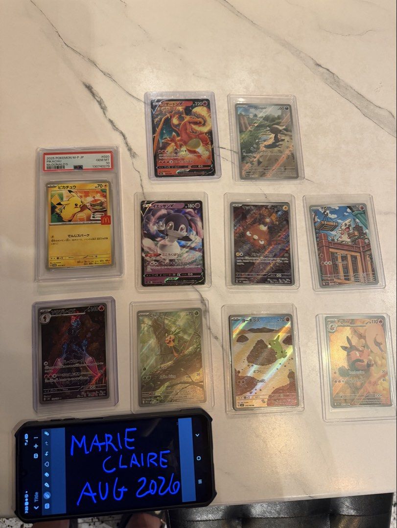 Pokemon Cards: Charizard V, Pikachu, Wooper, and more (Category: Raw Singles) located in Manila. Submitted by francinedee (Listing ID 1454011130, Image 1). Description: COLLECTOR AP 10,042 TOTAL - Charizard V - McDonald's Pikachu PSA 10 - Wooper - Inteleon V - Maggyo - Chespin - Tyranitar - Pignite - All cards are in protective sleeves - Ideal for Pokemon card collectors! ALL ARE MIND CONDITION FOR SALE TAKE ALL PREF LAS PIÑAS LOCATION SM SUCAT M