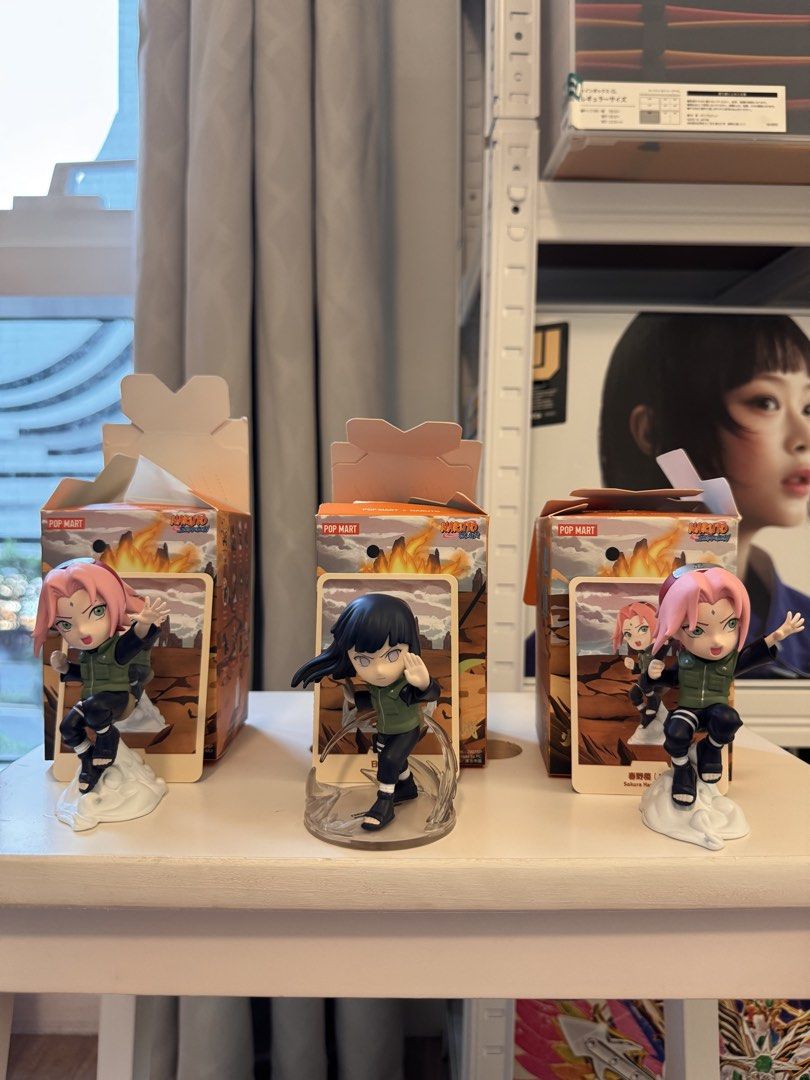 Pop mart x Naruto (Category: Designer & Blind Box Toys) located in Taguig. Submitted by jgaocampo718 (Listing ID 1454088546, Image 2). Description: Selling: Pop mart x Naruto Sealed foil/plastics - 500 each Sakura Haruno (A) - SOLD Kakashi Hatake (B) - SOLD Hashirama Senju Hinata Hyuga - SOLD Unsealed foil - 450 each Sakura Haruno (B) - 2pcs Hinata Hyuga - SOLD All are with complete boxes and cards (boxes are opened from the top) MOP: BPI or gcas