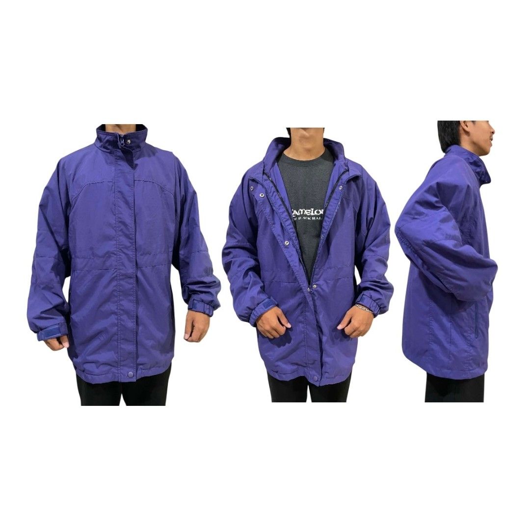 Purple Windbreaker Jacket 90s Style Windbreaker Jacket (Category: Coats, Jackets and Outerwear) located in Angeles City. Submitted by Yamsninenine (Listing ID 1453856860, Image 1). Description: PURP WINDBREAKER ⬅️swipe ▪️L23 W18.7 S18.5 ▪️Large ▪️ Great- Condition 9/10 ▪️ Appearance Ube🍦color Regular fit Polyester Functional buttons & zips 🏷️Grab: ₱399 📌Always read info and check the details before buying. 📌Payment comes first policy 📌Commen
