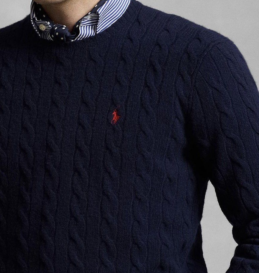 Ralph Lauren Cable-Knit Crewneck Sweater (Category: Coats, Jackets and Outerwear) located in Manila. Submitted by ellaux (Listing ID 1449080596, Image 1). Description: Polo Ralph Lauren Cable Knit Sweater * mint condition * authentic, on-hand (not replica) * wool / cotton blend 20-22x26.