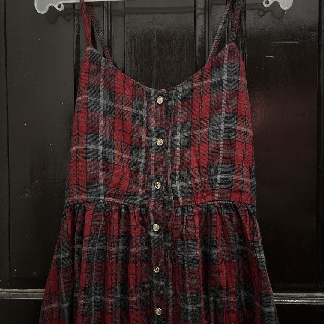 Red and Grey Plaid Button-Front Spaghetti Strap Dress (Category: Dresses) located in Manila. Submitted by weya_ (Listing ID 1454092095, Image 3). Description: .
