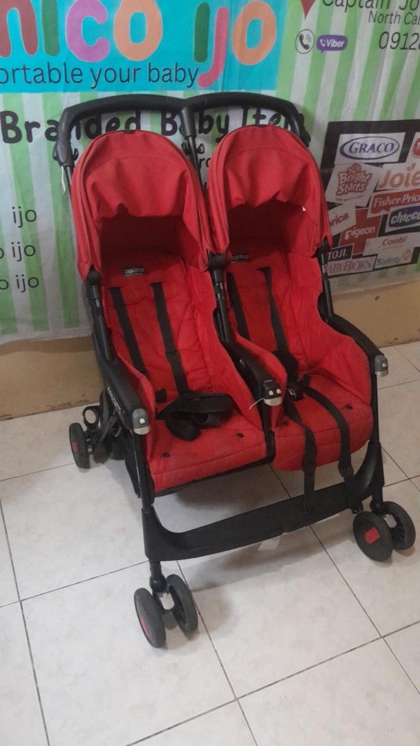 Red Twin Stroller for Two Babies (Category: Strollers) located in Caloocan City. Submitted by Unicoijo02 (Listing ID 1454163858, Image 1). Description: - Red double stroller, ideal for twins or siblings close in age. - Easy to maneuver for smooth rides. - Conveniently folds for compact storage. - Equipped with safety harnesses for secure seating. - Ready for your next adventure!.