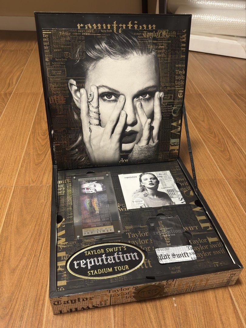 Reputation VIP Box (Complete Inclusions) - Taylor Swift (Category: CDs & DVDs) located in Las Pinas. Submitted by rdrecords (Listing ID 1454093366, Image 1). Description: Video still plays. Inclusions are complete. Minor flaws inside the box like the sticker on the inside is a bit loose, please see the last photos for reference. Charged recently. Pick-up only via Lalamove/Grab. .