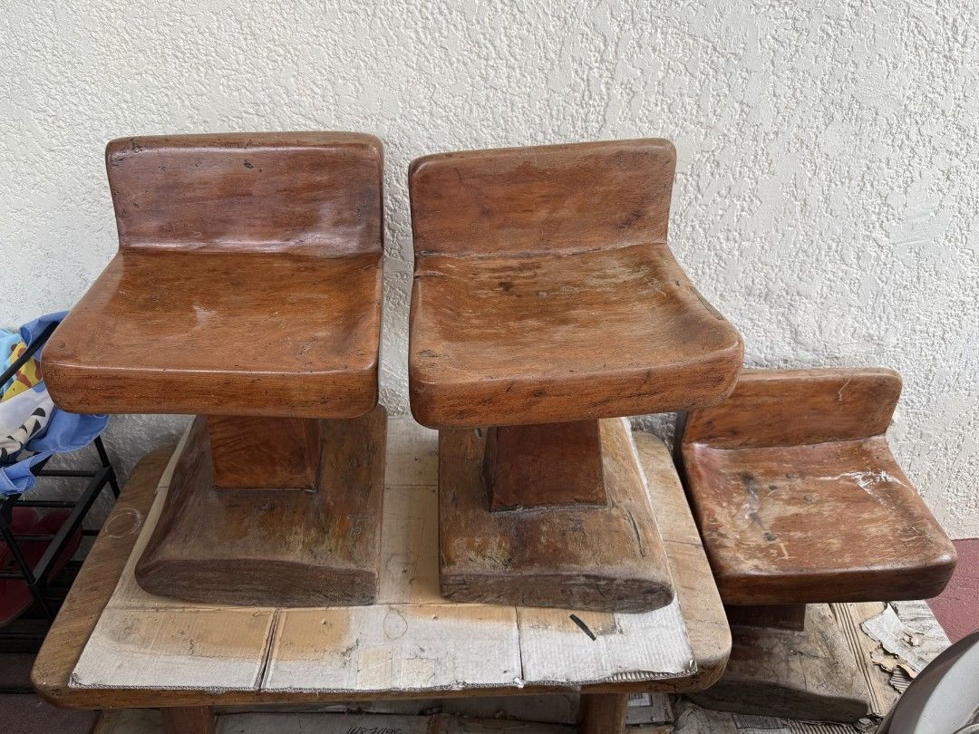 Solid wood Molave 2 chair and table (Category: Chairs) located in Marikina City. Submitted by soundmusic (Listing ID 1454093358, Image 3). Description: - Solid Molave table and chair set. - Crafted from durable Molave wood. - Features a unique, layered chair design. - Perfect for adding a touch of Filipino craftsmanship to your home. 3 chairs 1 table for revarnishing para mas maganda..