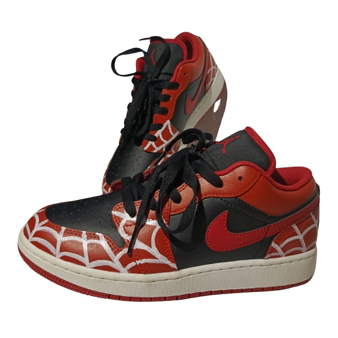Spider-man Air Jordan 1 Low (Category: Sneakers) located in Taguig. Submitted by offtherackz (Listing ID 1454015341, Image 1). Description: SIZE 38 UK | Hand painted spider-man inspired web on Nike Air Jordan 1 Low .