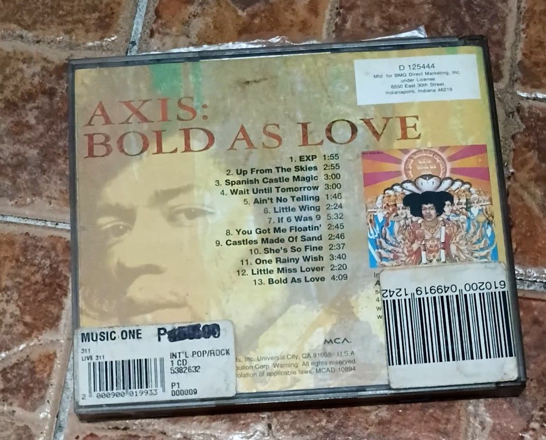The Jimi Hendrix Experience Axis: Bold As Love CD (Category: CDs & DVDs) located in Quezon City. Submitted by dancatz (Listing ID 1454153895, Image 3). Description: □ P 450.00 - Classic album: Axis: Bold As Love by The Jimi Hendrix Experience. - Features all 13 original tracks. - Perfect addition to any music collection. - Own a piece of iconic rock history. LFB Seller's location : Brgy. Sta. Teresita Quezon City Please DM for more details Paymen