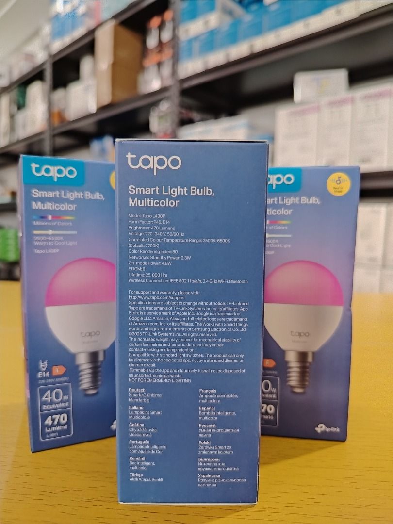 TP-Link Tapo L430C Multicolor Smart Wi-Fi Light Bulb (B38, E14) (Category: Lighting) located in Pasig City. Submitted by technofuseofficial (Listing ID 1454084867, Image 2). Description: TP-Link Tapo L430C Multicolor Smart Wi-Fi Light Bulb (B38, E14) Brand New and Original Items Store Location: 4F Unit 402, 604 Shaw Boulevard, Barangay Kapitolyo, Pasig City Same Day Delivery: - Lalamove delivery within Metro Manila - For walk-ins: Always PM first
