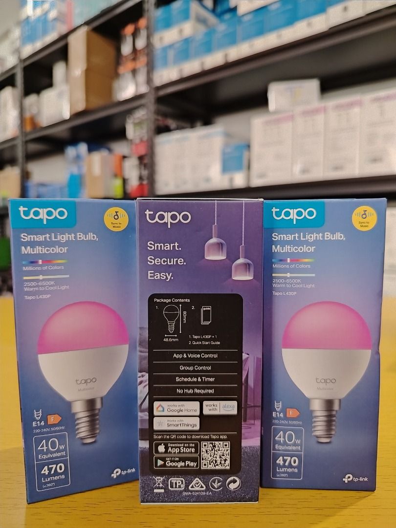 TP-Link Tapo L430C Multicolor Smart Wi-Fi Light Bulb (B38, E14) (Category: Lighting) located in Pasig City. Submitted by technofuseofficial (Listing ID 1454084867, Image 3). Description: TP-Link Tapo L430C Multicolor Smart Wi-Fi Light Bulb (B38, E14) Brand New and Original Items Store Location: 4F Unit 402, 604 Shaw Boulevard, Barangay Kapitolyo, Pasig City Same Day Delivery: - Lalamove delivery within Metro Manila - For walk-ins: Always PM first
