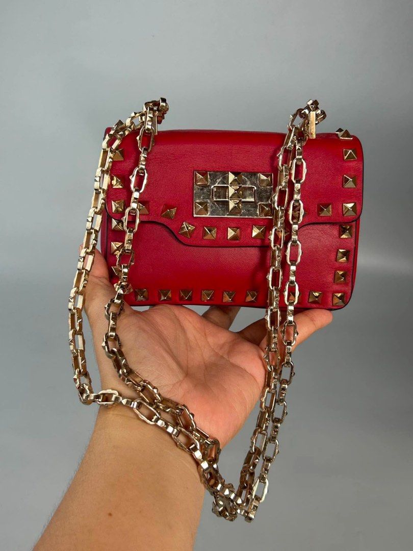 Valentino Garavani Red Leather Rockstud Chain (Category: Luxury Bags & Wallets) located in Leyte. Submitted by lesterjacaseno (Listing ID 1454115140, Image 2). Description: Valentino Garavani Red Leather Rockstud Chain Authentic.