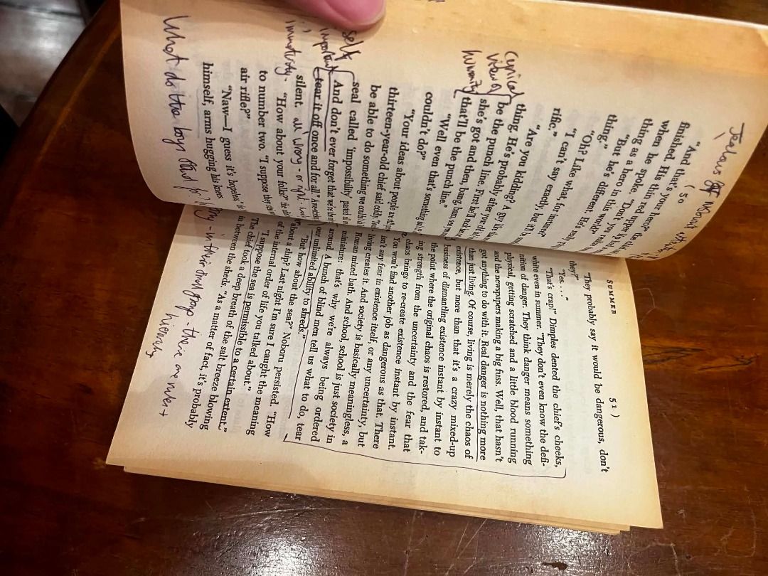 Vintage Book with Handwritten Notes (Category: Storybooks) located in Batangas. Submitted by alfonperez (Listing ID 1454128213, Image 2). Description: - Old book with yellowed pages. - Filled with handwritten notes and annotations. - Pages show wear consistent with age. - Ideal for collectors or vintage book enthusiasts..