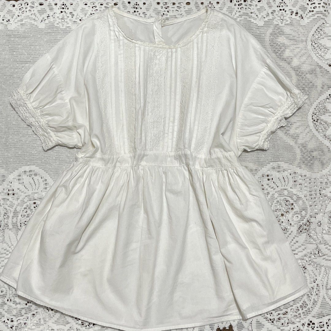 White Lace Babydoll Top (Category: Blouses) located in Davao. Submitted by withloveshai_ (Listing ID 1454123658, Image 1). Description: White Lace Babydoll Top medium - xxl B:44'.