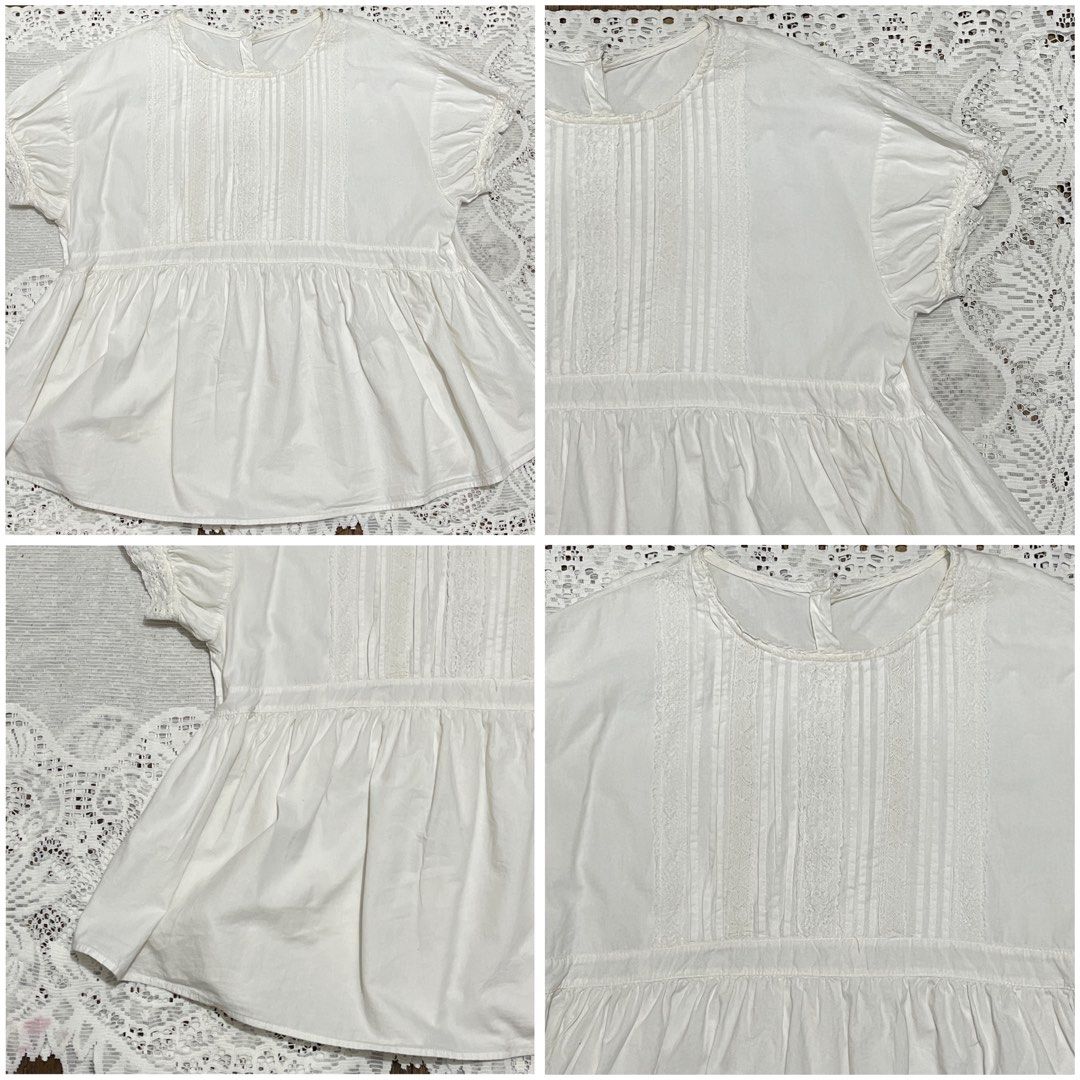 White Lace Babydoll Top (Category: Blouses) located in Davao. Submitted by withloveshai_ (Listing ID 1454123658, Image 2). Description: White Lace Babydoll Top medium - xxl B:44'.