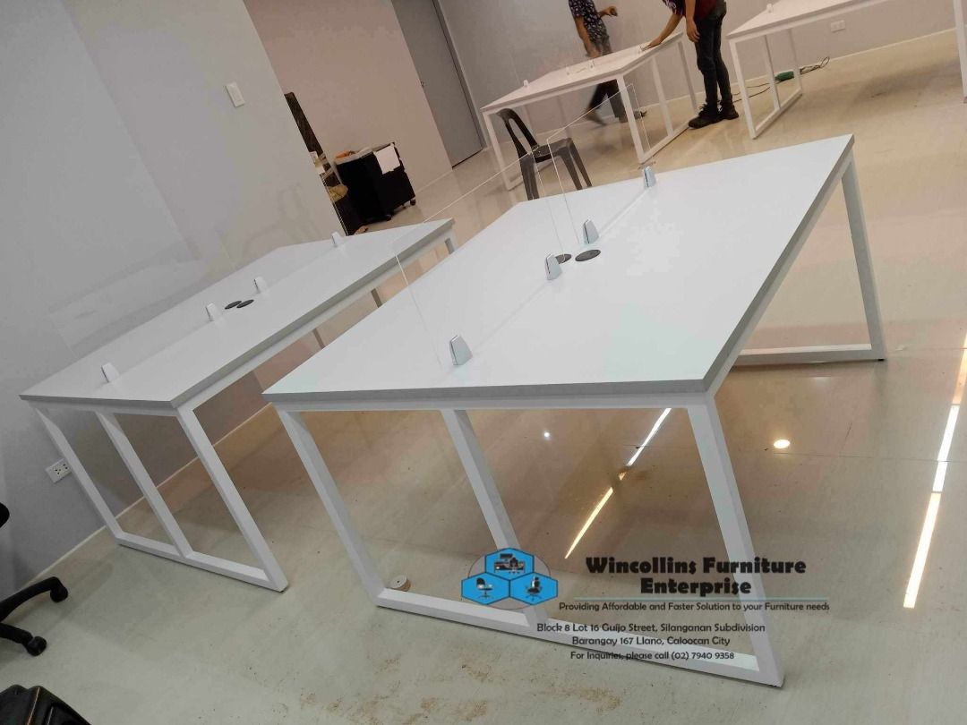 Workstation Table with Acrylic Panel and Grommet (Category: Tables & Sets) located in Caloocan City. Submitted by mayanncamu.furniture (Listing ID 1454047115, Image 3). Description: Customized Conference Table / Meeting Table with acrylic panel 25mm thickness laminated finish powder-coated metal legs Custom size, color and layout design.