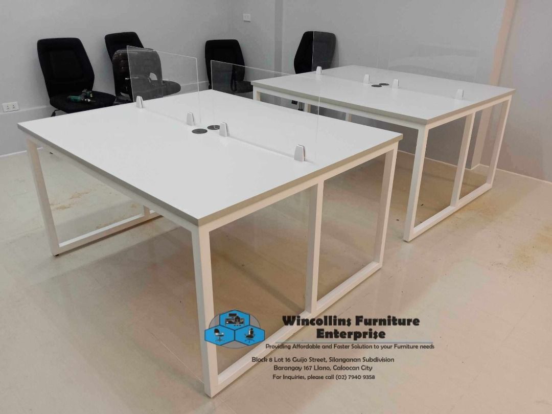 Workstation Table with Acrylic Panel and Grommet (Category: Tables & Sets) located in Caloocan City. Submitted by mayanncamu.furniture (Listing ID 1454047115, Image 2). Description: Customized Conference Table / Meeting Table with acrylic panel 25mm thickness laminated finish powder-coated metal legs Custom size, color and layout design.