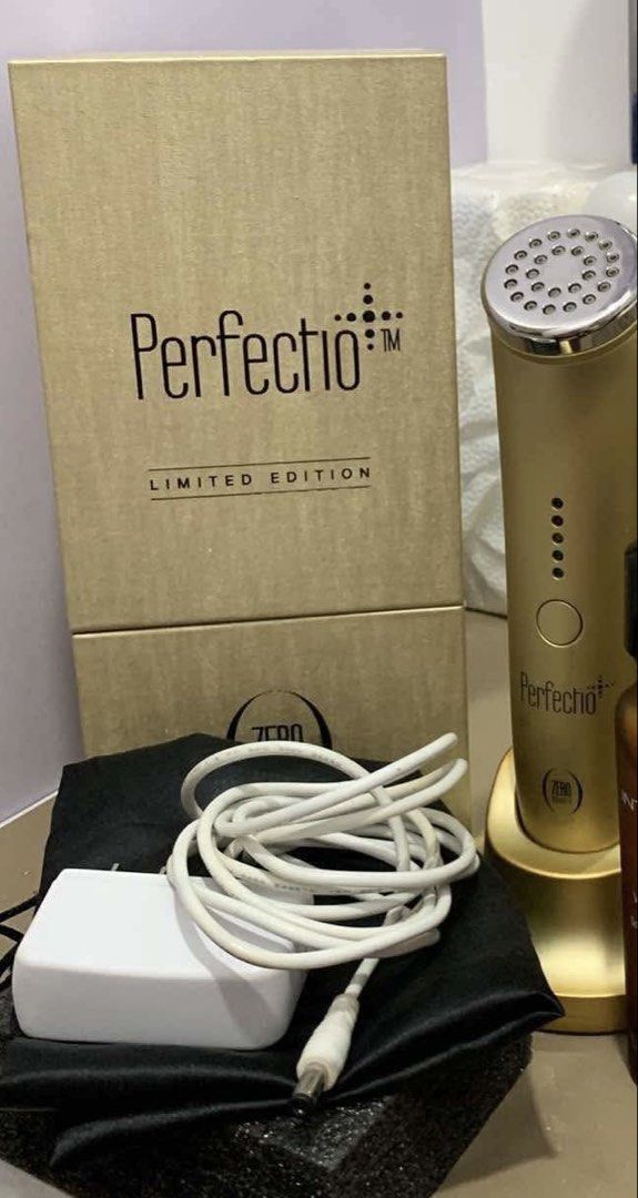 Zero Gravity Perfectio Plus Limited Edition Beauty Device (Category: Face Care) located in Taytay. Submitted by hannacruz20 (Listing ID 1454047533, Image 2). Description: - Limited Edition Gold Perfectio Plus Zero Gravity device - Includes device, charging base, and power adapter - Enhances your skincare routine - Comes with original packaging.