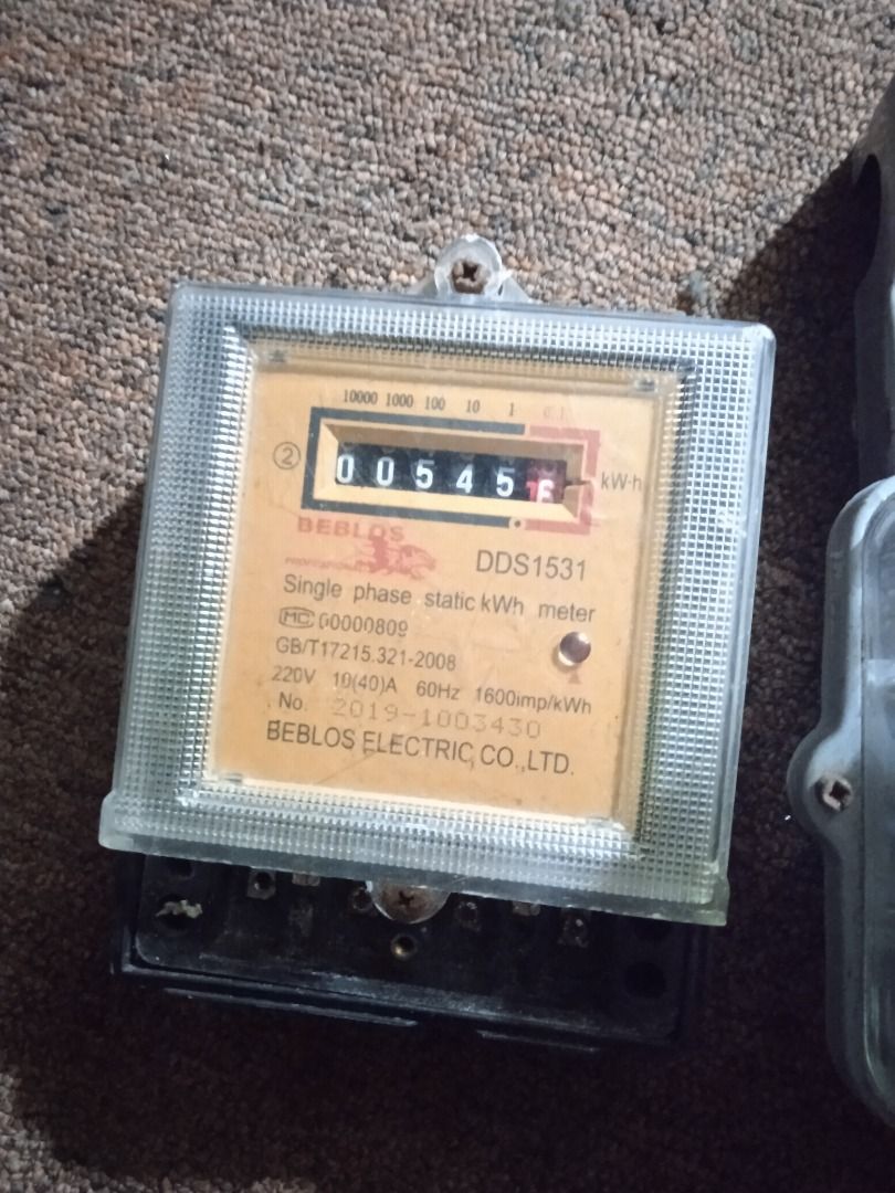 Zuki and Beblos Electric Meters (Category: Electrical, Adaptors & Sockets) located in Caloocan City. Submitted by gelo09990 (Listing ID 1454183686, Image 3). Description: Selling two electric meters. One is a Zuki brand, 2-wire, 240V, 60Hz. The other is a Beblos brand, single phase static kwh meter, 220V, 19(40)A, 60Hz. Both appear to be functional. Great for projects or replacements..