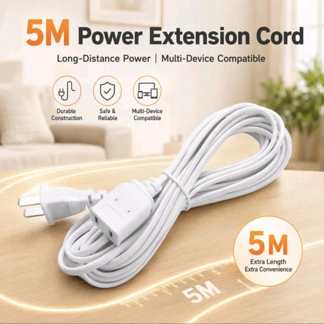 5m power extension cord (Category: Electrical, Adaptors & Sockets) located in Taguig. Submitted by cloverfinds (Listing ID 1454332586, Image 1). Description: Message me if interested 📩 .
