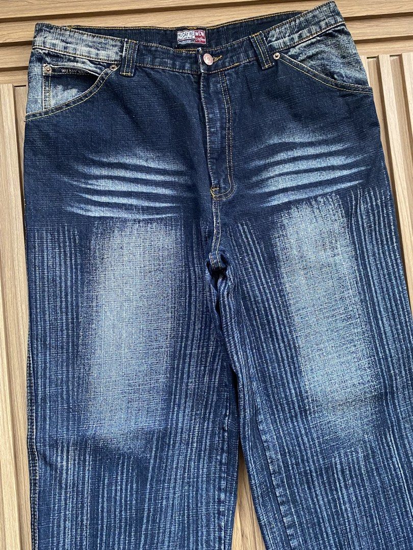 ( FAV!😍 ) WEDAY WEI UNIQUE WASHED JEANS (Category: Jeans) located in Bacolod City. Submitted by timelessbyjosh (Listing ID 1454233504, Image 3). Description: BEST FOR STREETWEAR OUTFITS SIZE : ACTUAL COLOR : DARK BLUE WASHED COLOR RATE : 10 OUT OF 10 CONDITION : EXCELLENT MATERIAL : MADE IN : FLAWS : NONE DIMENSIONS WAIST - 34 LENGTH - 44. 5 THIGH - 12. 5 LEG OPENING - 9. 5 MEASUREMENT TAKEN WHILE LAYING FLAT. PLEASE COMPARE THE MEASUREMENT WITH