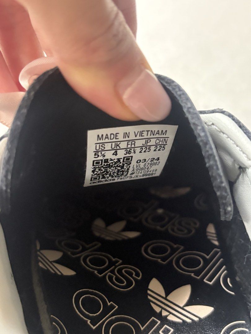 Adidas samba satin blue with ribbon (Category: Sneakers) located in Paranaque City. Submitted by ysabeeeeel (Listing ID 1454265949, Image 3). Description: got this from Austria! no box size: US 5 and 1/2.
