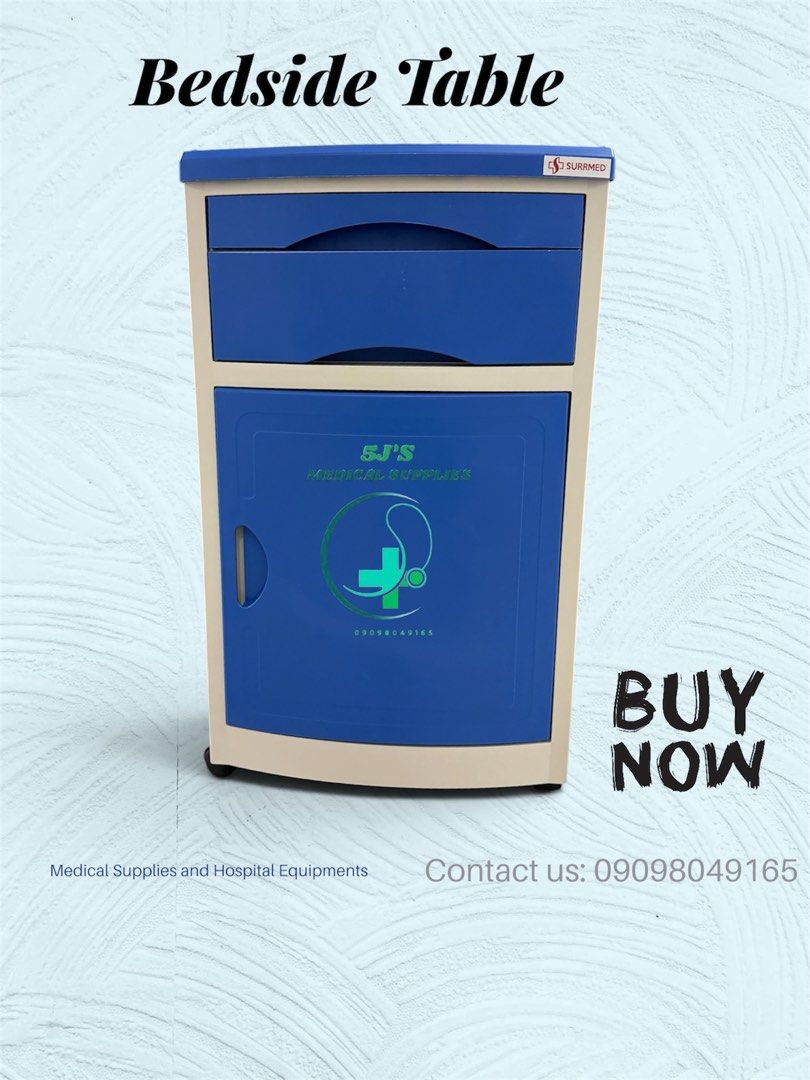 Bedside Table (Category: Medical Supplies & Tools) located in Quezon City. Submitted by indaytals (Listing ID 1454250079, Image 1). Description: Brandnew Pick up Deliver COD Gcash Or Bank upon deliver All Items Medical Supplies are Available Onhand We Ship Nationwide ✈️ Same day Delivery thru lalamove🚚 DM us for inquiries/orders Tell no. 7148 8527.