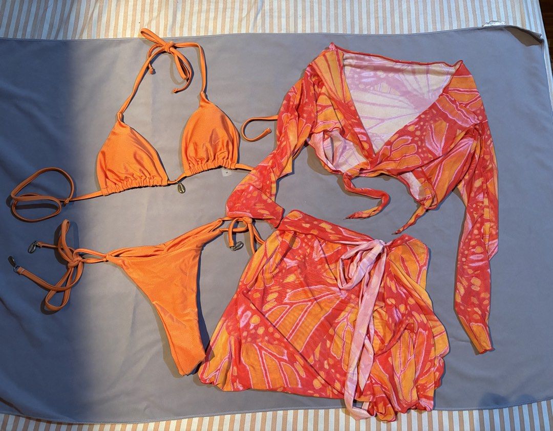 Bikini Set with Cover-up (Category: Bikinis & Swimsuits) located in Cavite. Submitted by declutterbymeee (Listing ID 1454360508, Image 1). Description: Used once Size small 399 📍 san pedro laguna Shipping thru j&t +54sf.