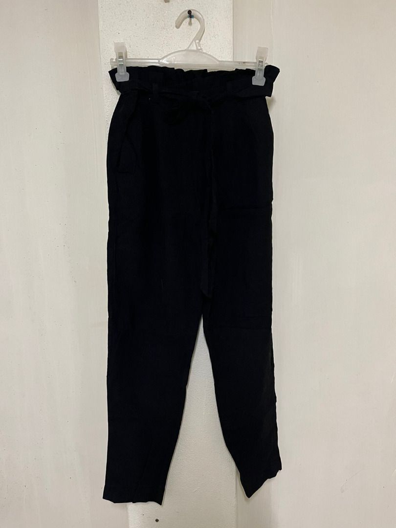 Clockhouse High-Waist Paperbag Pants (Category: Other Bottoms) located in Mabalacat. Submitted by keb-a (Listing ID 1454228511, Image 2). Description: 🍒 — small — w: 24~26" — h: 34~36" — r: 13" — l: 38" 🍒 — flattering paperbag waistband — adjustable waist ribbon belt — sleek & slimming silhouette 🍒 — mop: gcash — mod: j&t.