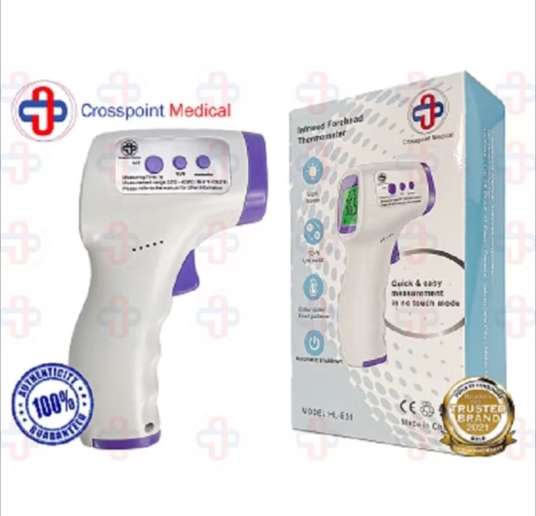 Crosspoint Medical Infrared Forehead Thermometer (Category: Medical Supplies & Tools) located in Valenzuela. Submitted by shesstore (Listing ID 1454365919, Image 1). Description: with free battery included 💯 - Crosspoint Medical Infrared Forehead Thermometer - No-touch mode for quick and easy measurement - Authentic and trusted brand - Easy to use.