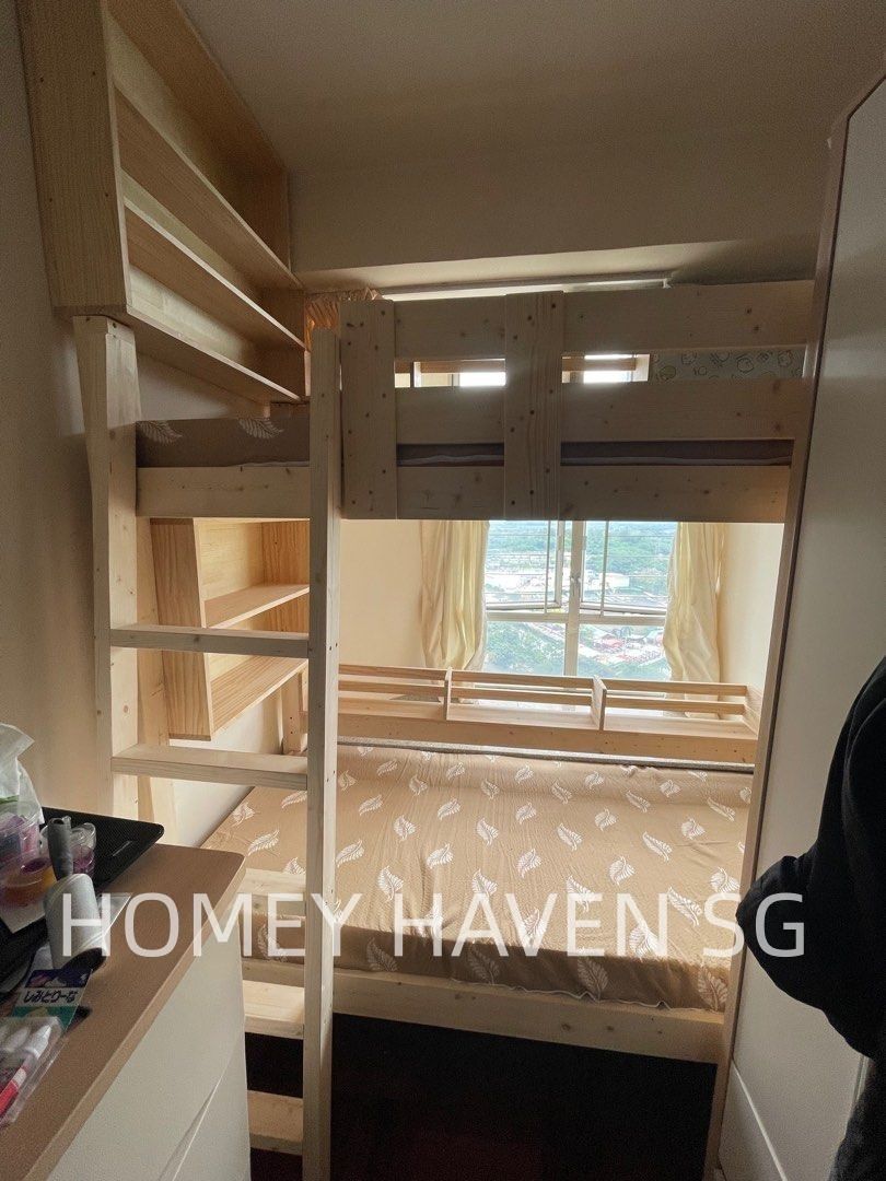 Custom Solid Pine Bunk Bed | Custom Height Length Width (Category: Bed Frames & Mattresses) located in Singapore. Submitted by chetgrates31684 (Listing ID 1454215619, Image 1). Description: Brand‑new custom‑made solid pine bunk bed🛏️ Suitable for worker quarters & children bedroom. ✅ Fully customisable: height, length, width, bed length can be shortened ✅ Available styles: bunk bed, loft bed, worker bed 📐Size & Price (SGD): ▫️80cm×200cm : S$495