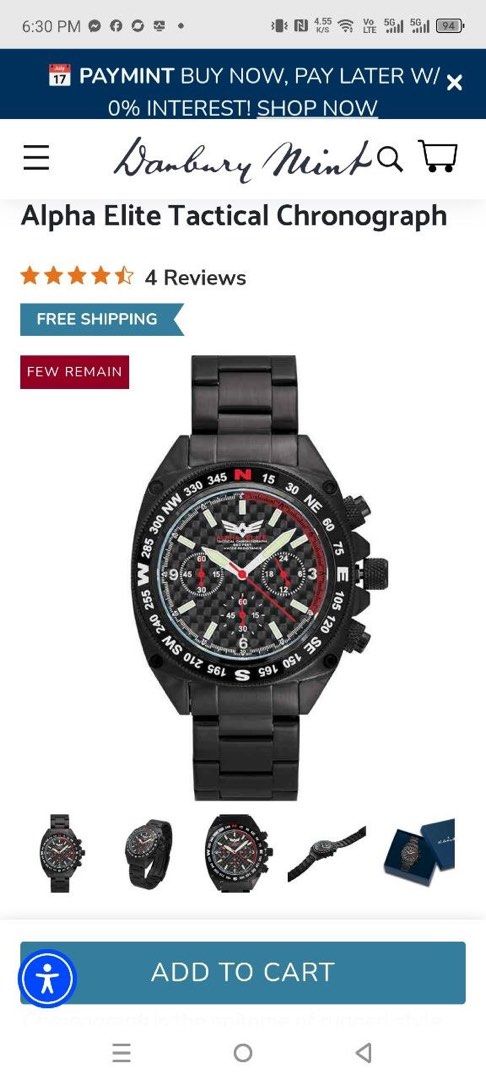 Danbury Mint Alpha Elite Tactical Chronograph Watch (Category: Men's Watches) located in Quezon City. Submitted by liamdan20 (Listing ID 1454219142, Image 2). Description: Alpha elite watch From US Used condtion Dollars price 190usd Selling only 2800.
