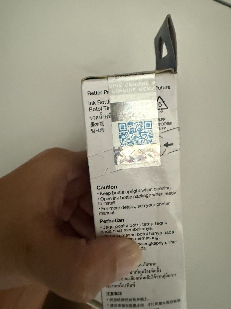Epson 003 Genuine Ink Bottle (Category: Printers, Scanners & Copiers) located in Santa Rosa. Submitted by pioscloset (Listing ID 1454357655, Image 2). Description: Epson Ecotank Ink 003 Sealed Dirty box due to storage Best Before: 07.2028 Yellow, Cyan and Magenta 200 each RFS: Changed printer brand .