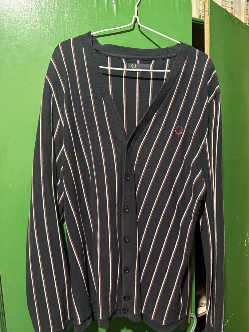 Fred Perry Cardigan (Category: Coats, Jackets and Outerwear) located in Manila. Submitted by jacebased (Listing ID 1454347748, Image 1). Description: L-XL Fitted for XL 8/10, iron marks nag shiny yung ibang part Cut tags DM for details !.