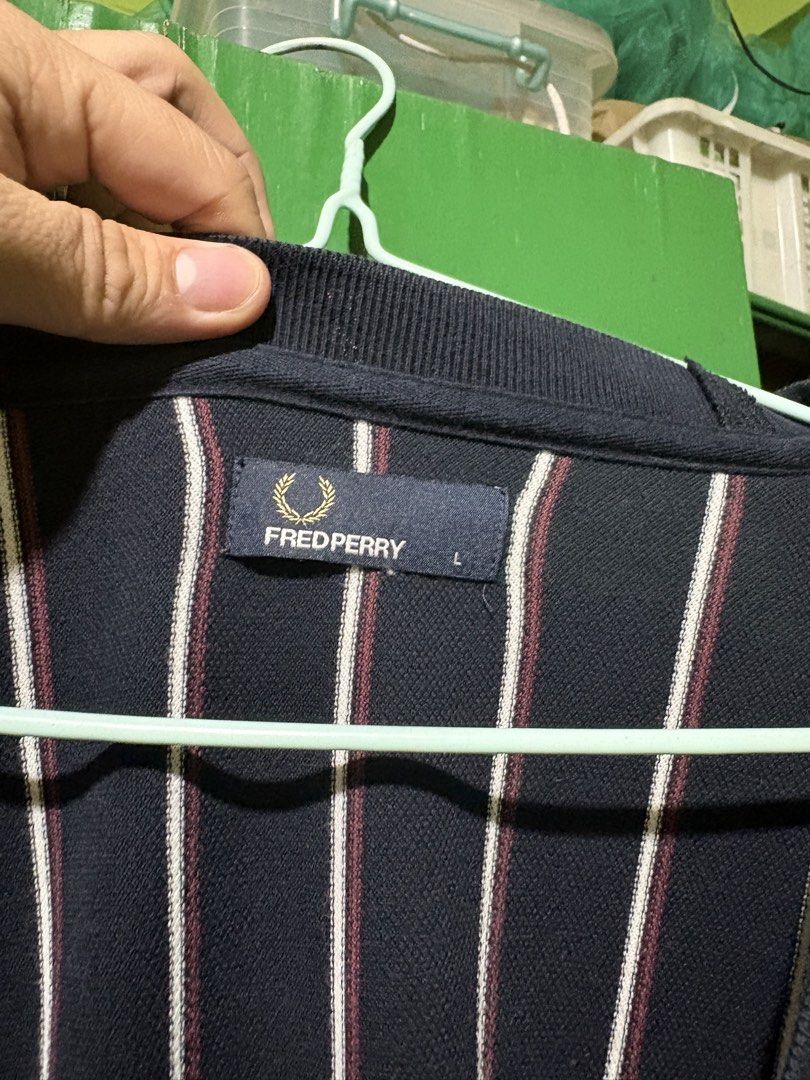 Fred Perry Cardigan (Category: Coats, Jackets and Outerwear) located in Manila. Submitted by jacebased (Listing ID 1454347748, Image 2). Description: L-XL Fitted for XL 8/10, iron marks nag shiny yung ibang part Cut tags DM for details !.