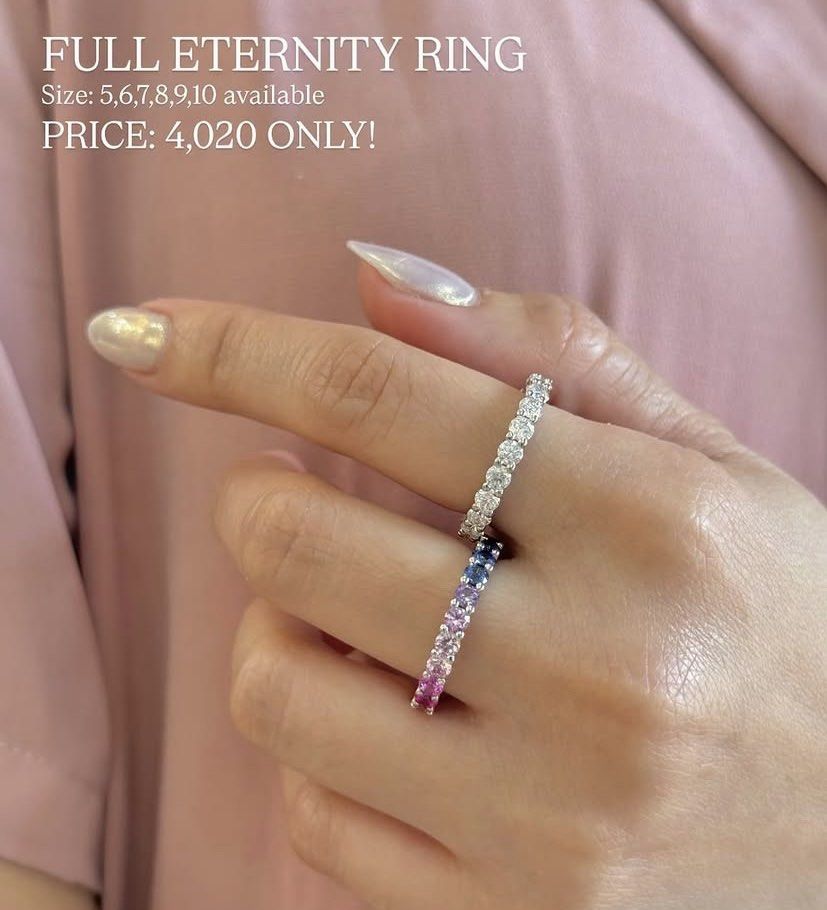 Full Eternity Ring from moissaniteanddiamondsparks store (Category: Rings) located in Mandaluyong City. Submitted by merzypreloved (Listing ID 1454320934, Image 1). Description: -Full eternity ring design -Size 8 -Flawless clarity -Pure silver in platinum plated, all moissanite stones hypoallergenic - Ideal for stacking with other rings or wearing as a statement piece - Price: PHP 3,000.