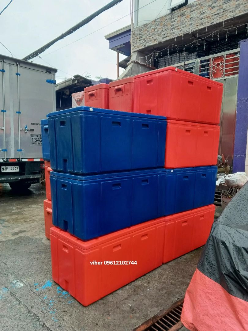 Heavy Duty Cooler Box / Ice Box - Red and Blue (Category: Storage Boxes & Baskets) located in Manila. Submitted by happy_5845 (Listing ID 1454261237, Image 3). Description: - Heavy duty cooler boxes - Available in red and blue - Stackable design for easy storage - Durable plastic construction - Side handles for easy carrying - Ideal for fishing trips, parties, or transporting food - Keeps items reliably cold.