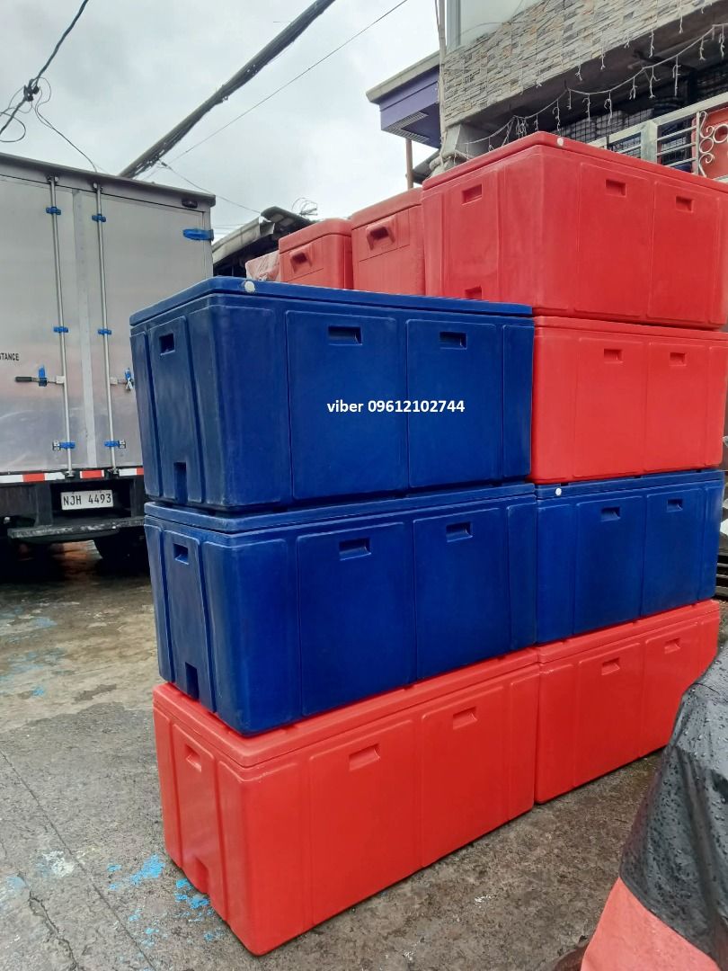Heavy Duty Cooler Box / Ice Box - Red and Blue (Category: Storage Boxes & Baskets) located in Manila. Submitted by happy_5845 (Listing ID 1454261237, Image 2). Description: - Heavy duty cooler boxes - Available in red and blue - Stackable design for easy storage - Durable plastic construction - Side handles for easy carrying - Ideal for fishing trips, parties, or transporting food - Keeps items reliably cold.