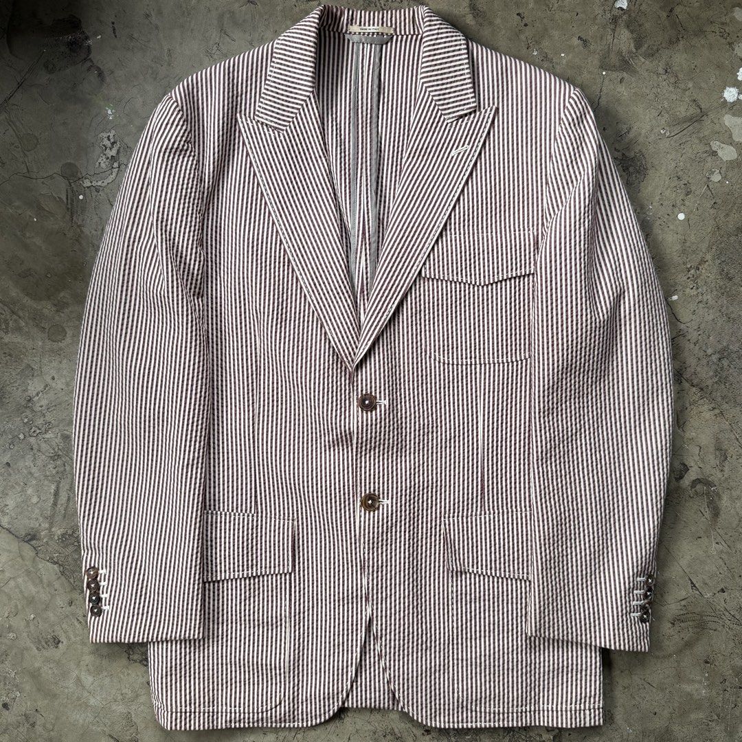 Hermes - Seersucker Jacket (Category: Coats, Jackets and Outerwear) located in Cavite. Submitted by 4118.ph (Listing ID 1454308168, Image 1). Description: Size 50 / M-L Excellent condition Width 21” Length 30”.