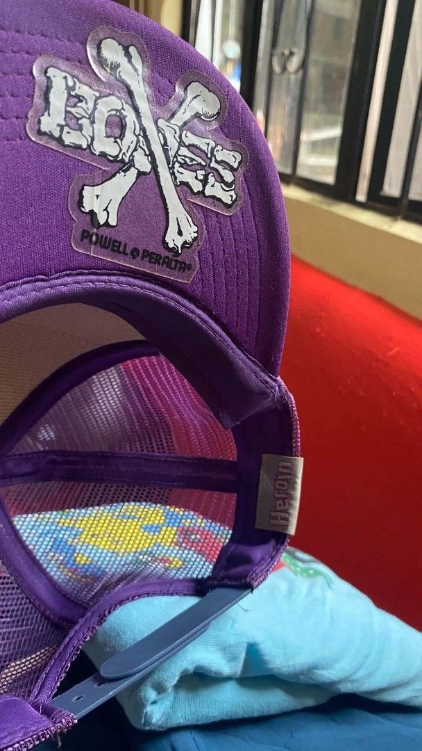 Heroin Urethane Powell Peralta Purple Trucker Hat (Category: Caps & Hats) located in Bulacan. Submitted by rondeez (Listing ID 1454294476, Image 3). Description: - Purple trucker cap - Features Heroin Urethane and Powell Peralta graphics - Breathable mesh back - Adjustable snapback closure - Shows some signs of wear, but plenty of life left - Perfect for skaters and streetwear fans.