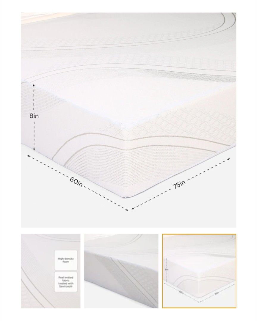 High-Density Foam Mattress - Queen Size (Category: Bed Frames & Mattresses) located in Pasig City. Submitted by iamabsoluteva (Listing ID 1454306319, Image 1). Description: Royal Linens Royal Foam Mattress Queen size mattress - 8 inches thick - High-density foam for excellent support - Real knitted fabric cover - Sanitized treated for hygiene - Comfortable and durable - Perfect for a restful night's sleep.
