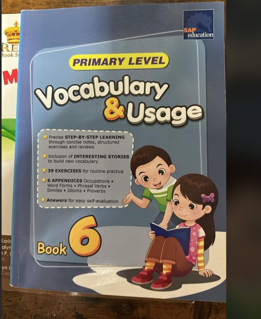 Homeschool Grade 6 SAP Education Books (Category: Textbooks) located in Quezon City. Submitted by somanygoodbooks (Listing ID 1454366134, Image 2). Description: - SAP Education Primary Level Books - Includes: Mathematics Lessons 6 Workbook & Primary Level Vocabulary & Usage Book 6 - Ideal for revision and practice - Covers essential math concepts - Builds vocabulary skills - Great for your child's learning needs With zero to very few erasable mar