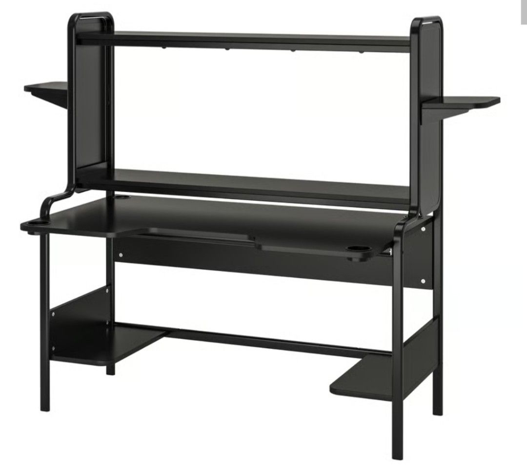 IKEA FREDDE Gaming Desk Black 140-185cm, Furniture & Home Living ...