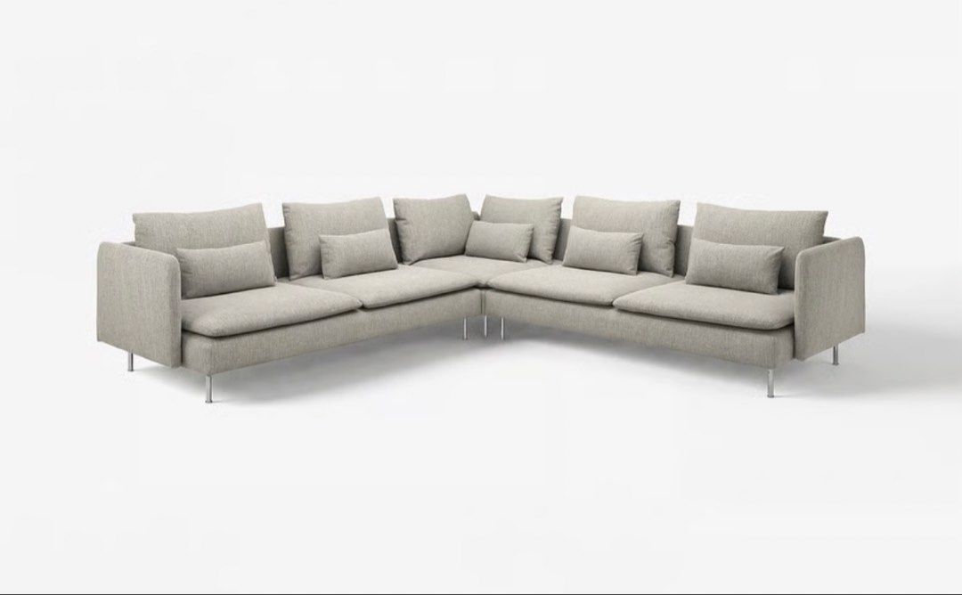 IKEA Sofa 5 Seat with Cushions (Category: Sofas) located in Quezon City. Submitted by ohayo_manila (Listing ID 1454310863, Image 2). Description: Selling IKEA SÖDERHAMN sectional sofa - 5-seat - Viarp beige/brown - Removable sofa covers - 291cm x 291cm x 99cm - used for 1year 3 months - 2 pillow covers with a small hole. Can send pic upon inquiry. RFS: bought a new sofa .