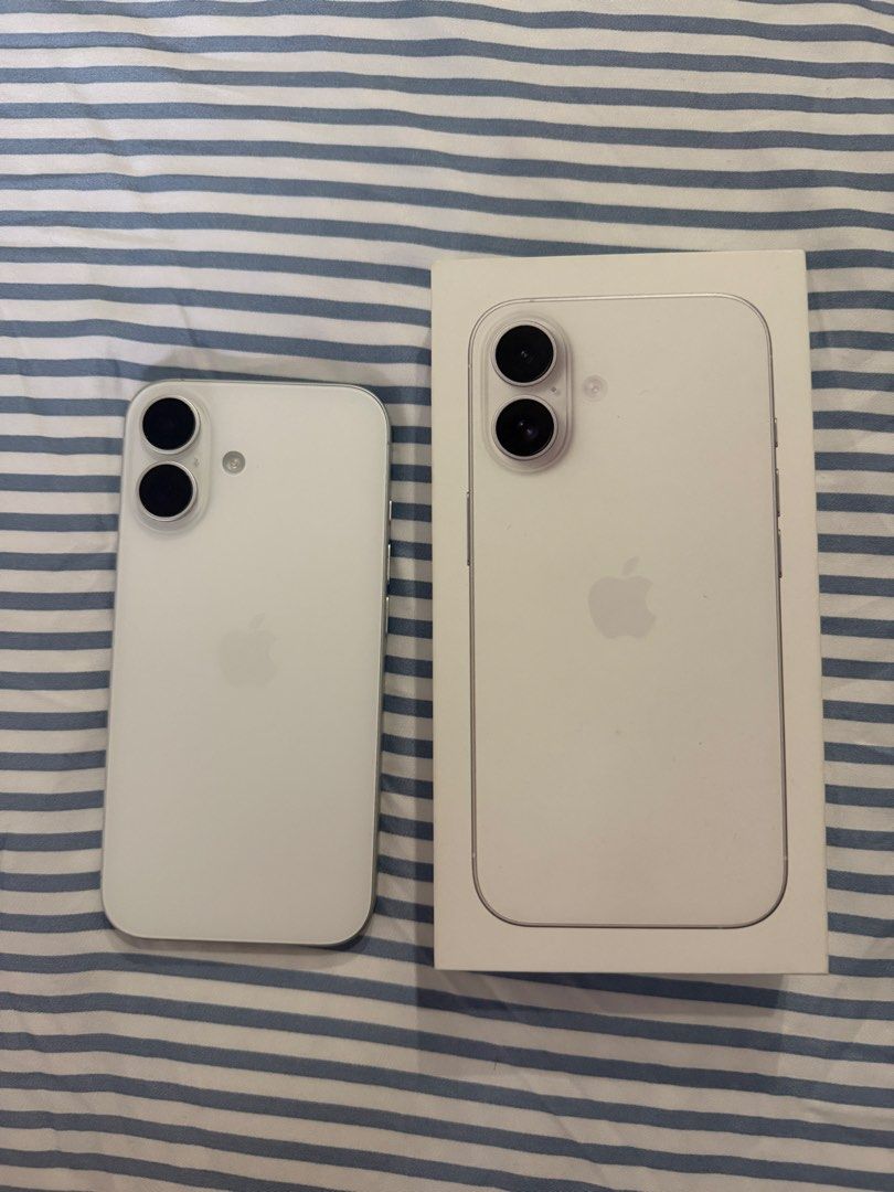 Iphone 16 128gb white LIKE NEW (Category: iPhone 16 Series) located in Quezon City. Submitted by Jessjess19 (Listing ID 1454199407, Image 1). Description: Globe locked sim Battery health normal 96% No issues Used from january to june 2026 Rfs: Just upgraded phone.