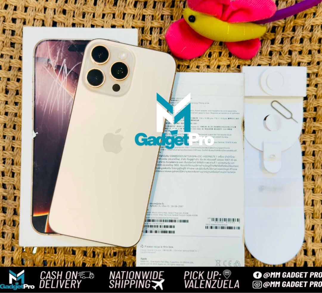 iPhone 16 Promax 512gb Desert Titanium FU NTC (Category: iPhone 16 Series) located in Valenzuela. Submitted by mmercado123 (Listing ID 1454257619, Image 1). Description: 🔥iPhone 16 ProMax • 512gb Desert Titanium🔥 • NTC Approved • FU / Openline Any sim pwede • Condition - Good as new (makinis) — No dents 🔋 89% Battery health ⚙️ All original parts — No history of repair 📦 Complete Package ✅ Unlimited check and reset bago bayaran 📍 Location : V
