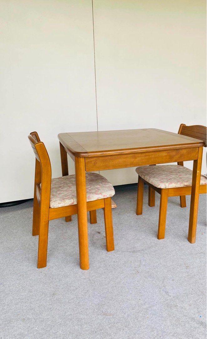 “JAPAN SURPLUS” 2-SEATER DINING SET (Category: Tables & Sets) located in Bulacan. Submitted by monmon555 (Listing ID 1454347773, Image 2). Description: “JAPAN SURPLUS” 2-SEATER DINING SET SIZE: 32L” x 27.5W” x 28H” inches 18L” x 18W” x 16Sh” x 29H” inches (AS-IS ITEM) IN GOOD CONDITION.