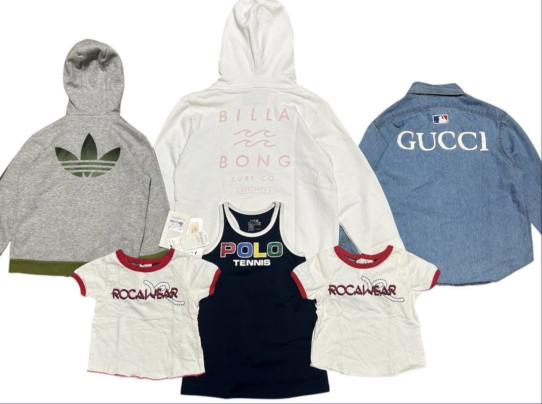 KIDS WEAR (Category: Shirts) located in Manaoag. Submitted by jrainier (Listing ID 1454354231, Image 1). Description: TAKE ALL ONLY (6pcs) KIDS WEAR all as new conditions BILLABONG MLB x GUCCI ADIDAS ROCA WEAR RALPH LAUREN .