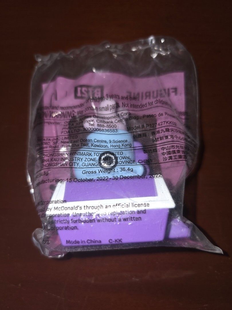 McDo BT21 Mang figurine (Category: Designer & Blind Box Toys) located in Paranaque City. Submitted by tntacailau (Listing ID 1454192812, Image 3). Description: sealed old Mang look Brand new, sealed in original packaging On-hand and PAYO SF SHOULDERED BY BUYER Gcash or bank transfer .