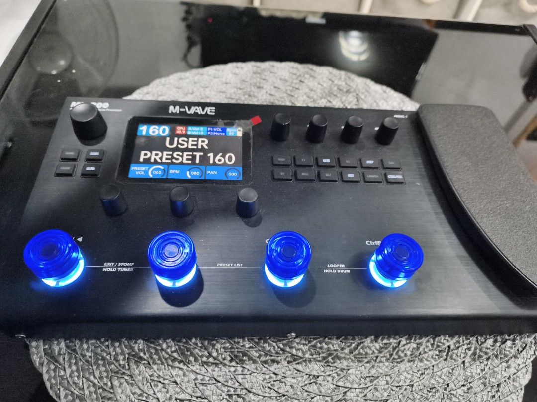 M-Wave GFX-300 Guitar Multi-Effects Processor Pedal (Category: Musical Instruments) located in Quezon City. Submitted by darkillumi96099 (Listing ID 1454235720, Image 3). Description: - M-Wave GFX-300 guitar multi-effects processor - Built-in expression pedal - Numerous presets available - Versatile connection options, including XLR outputs - Features striking blue illuminated knobs and footswitches - Ideal for both live performances and studio r
